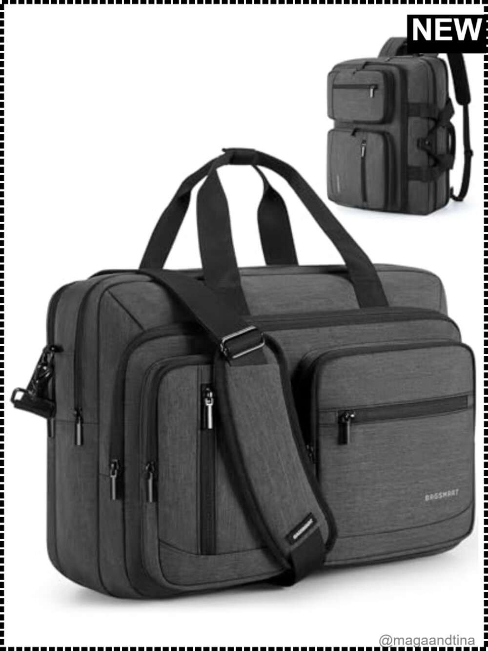 3-in-1 Laptop Bag Briefcase Convertible Backpack Messenger Water-Resistant
